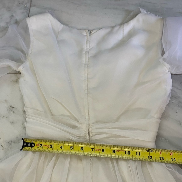 Vintage Emma Domb Wedding Dress white sheer sleeves & skirt absolutely beautiful - Picture 15 of 16